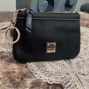 Dooney & Bourke Black / Gold Leather Medium Wallet Key Holder AUTHENTIC NEW